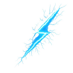 Obraz premium Dynamic Blue Lightning Bolt Effect with Jagged Branches, Symbolizing Energy and Power