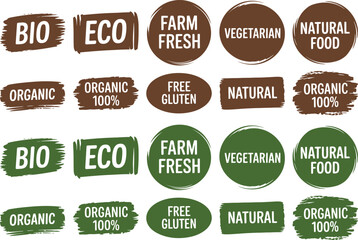 Fototapeta premium EcoFriendly Organic Food Labels Farm Fresh Bio Natural More