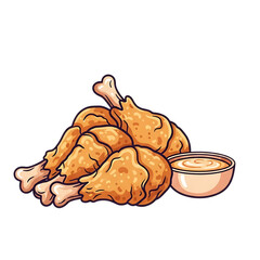 Crispy fried chicken drumsticks with sauce, a delicious and unhealthy fast food meal on transparent background