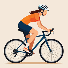 Fototapeta premium A woman in athletic wear rides a bicycle, focused and determined.