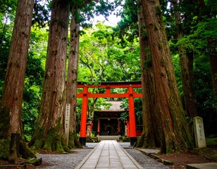 Obraz premium Sacred Japanese forest path
