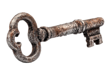 Obraz premium An antique, rusty key, intricately detailed, lies diagonally