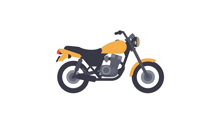 Fototapeta premium Clean and vibrant yellow classic motorcycle illustration in a flat design style, symbolizing transport, freedom, and vintage travel.