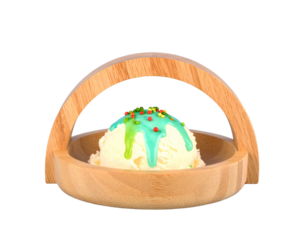 Melting Polar Ice Cream in Igloo Bowl, isolated on a transparent background.