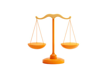 A Vibrant Orange 3D Model of a Justice Scale  Isolated on transparent background, cutout	