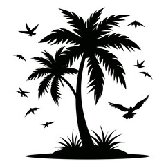 silhouette of palm tree