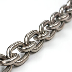 Obraz premium Close-up of a shiny metal chain, showcasing interlocked links.
