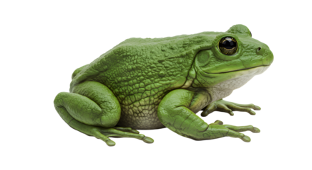 Green frog closeup eyes gleaming