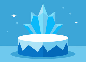 ice themed podium glowing snowflakes frozen design