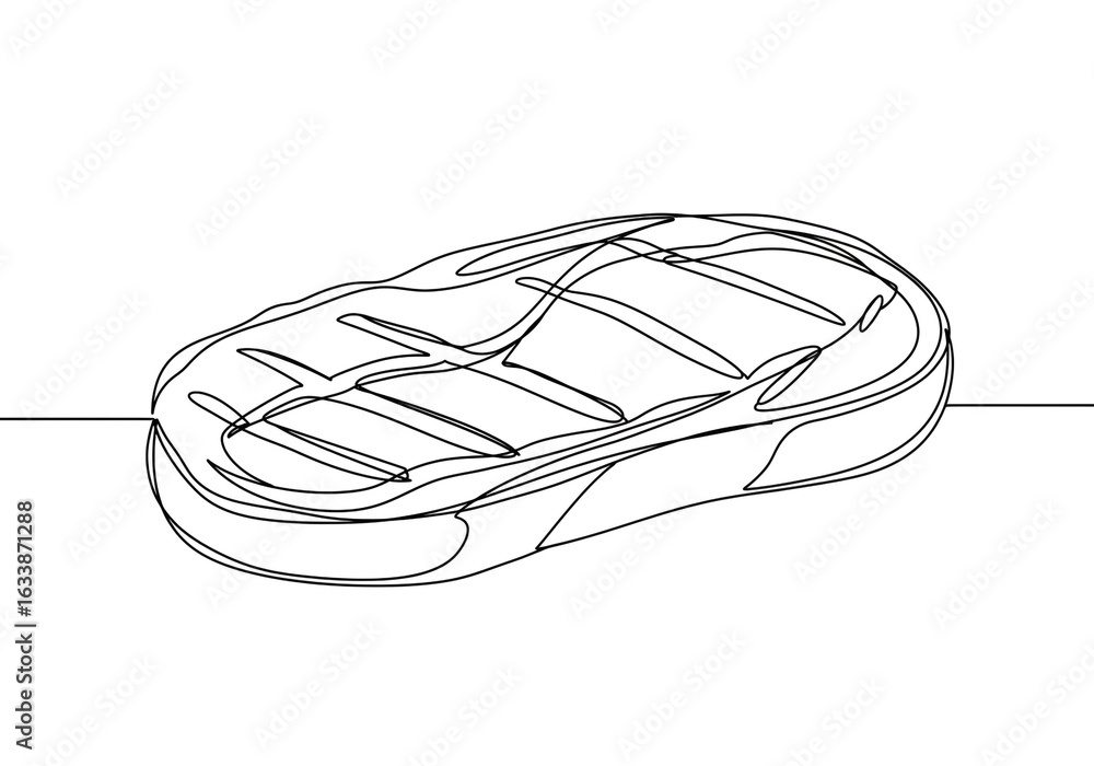 Poster continuous line drawing of a grilled steak with grill marks on a white background