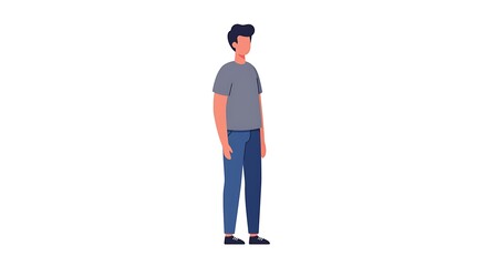 Full body illustration of a young man in casual clothes. Modern flat vector character design isolated on a white background.