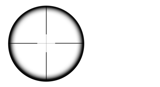Classic crosshair or sniper scope view with a transparent background, perfect for use in video games, graphic design, and targeting concepts.
