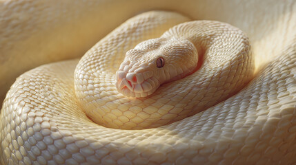 Obraz premium Albino Snake Coiled