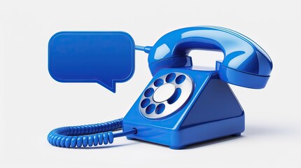 Blue rotary dial telephone with speech bubble — a visual metaphor for communication across eras