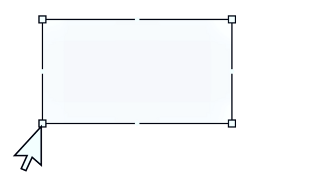 Creating or resizing a box with a cursor transparent background vector image for graphic design, web development, and user interface.