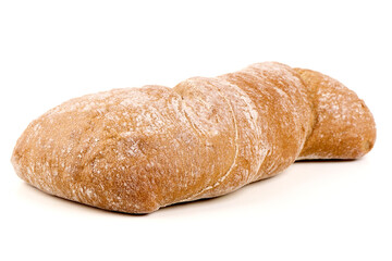 Crusty Bread Loaf, isolated on white background