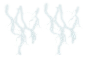 Light blue lightning bolts with a subtle glow on a transparent background, perfect for adding a...