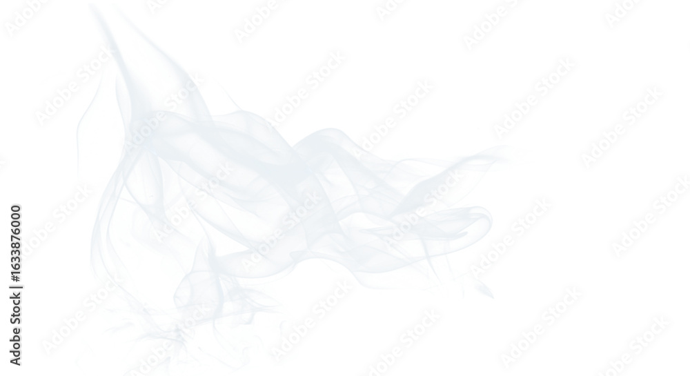 Poster dynamic and textured white smoke plume with detailed swirls and flowing motion on a transparent back