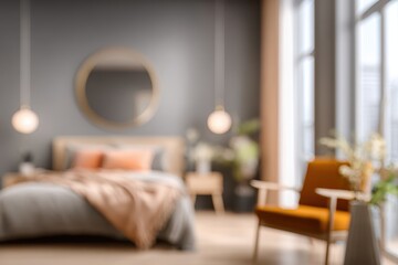 Blurred bedroom interior, muted colors