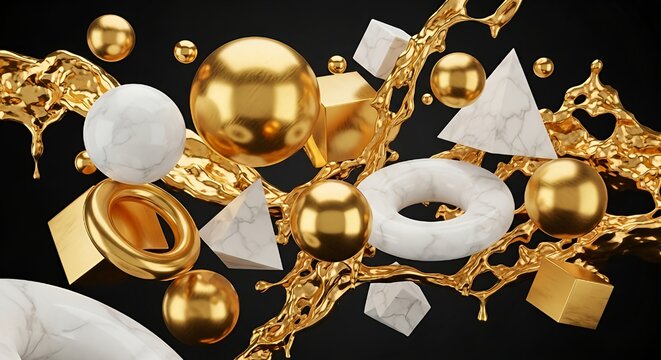 Luxury Gold Abstract Composition &ndash; Opulent Metallic NFT Art
