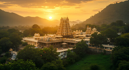Majestic Temple at Sunrise, Golden Hour