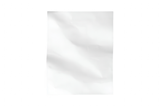 Abstract white crumpled paper texture isolated on transparent background