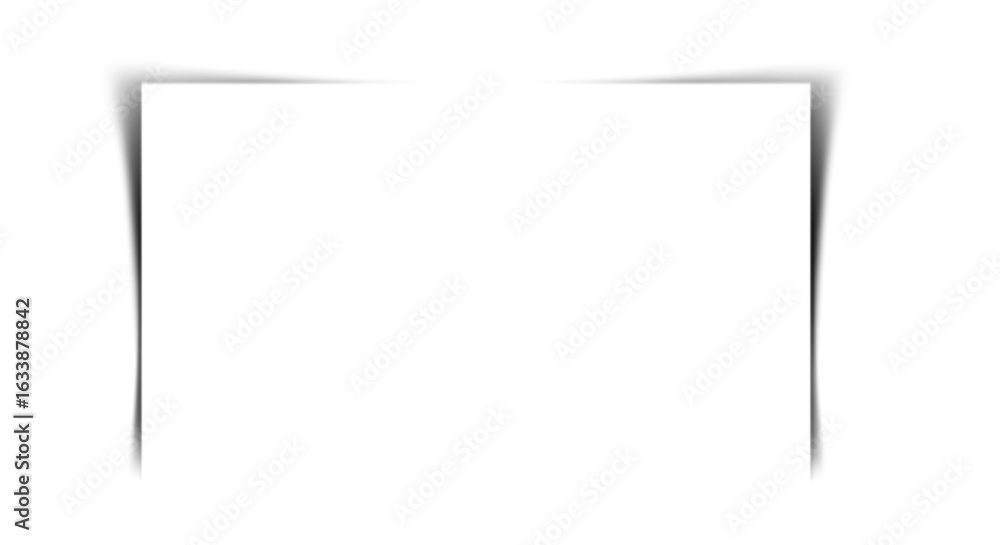 Poster clean paper sheet transparent background with a subtle drop shadow effect on the top and sides, isol