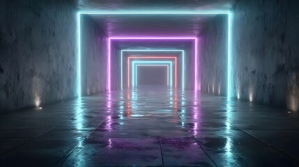 Fototapeta premium Neon tunnel lights