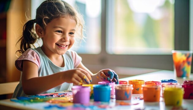 little girl playing with water 
