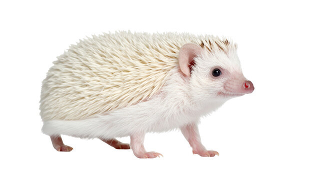 white hedgehog isolated on transparent background PNG