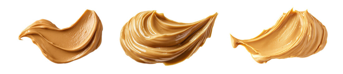Peanut butter smears on a white background