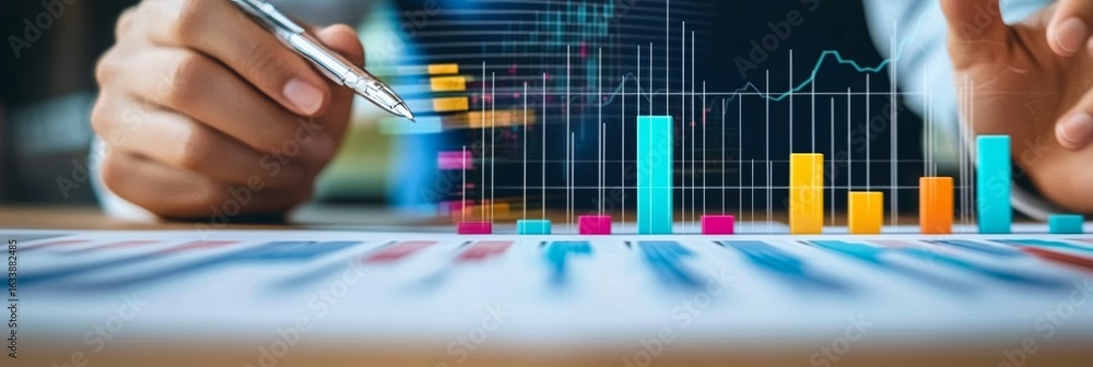 Aufkleber financial growth analysis and business forecast presentation with statistical data tools