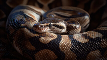 Obraz premium Ball Python Curled Up Soft Morning Light Sharp Focus