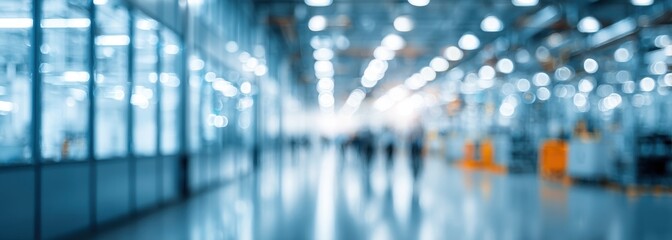 Blurred view of a large industrial interior