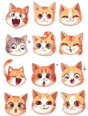 A set of cats showing different emotions.