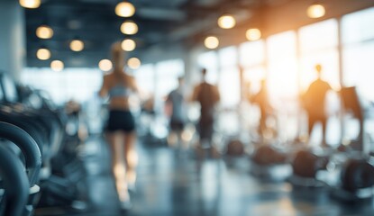 Blurred gym interior, people working out (1)