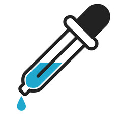 Illustration of a dropper with a blue liquid, ideal for medical, scientific, or pharmaceutical use