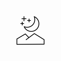 moon stars mountains icon sign vector