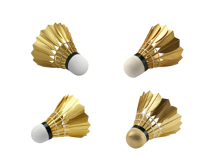 Yellow badminton shuttlecock on white background
