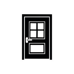 Minimal door icon in black and white, perfect for UI/UX design, mobile apps, infographics, or digital illustrations related to housing and entryways