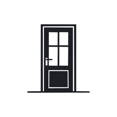 Minimal door icon in black and white, perfect for UI/UX design, mobile apps, infographics, or digital illustrations related to housing and entryways