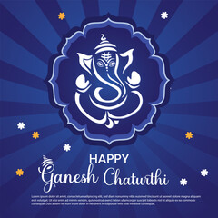 Lord Ganpati or Ganesh Chaturthi social media banner, poster flyer template design with Ganesh vector icon. Ganesh Chaturthi festival background. Ganesha hindu wedding card vector illustration.