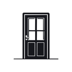 Minimal door icon in black and white, perfect for UI/UX design, mobile apps, infographics, or digital illustrations related to housing and entryways