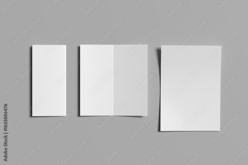 Poster dl bi-fold brochure booklet mockup. leaflet presentation. pamphlet mock up. booklet design template.