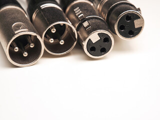 Professional audio equipment, xlr connector on a white background