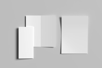 
DL Bi-Fold  brochure booklet mockup. Leaflet presentation. Pamphlet mock up. Booklet design template. A5 paper sheet display read first person.