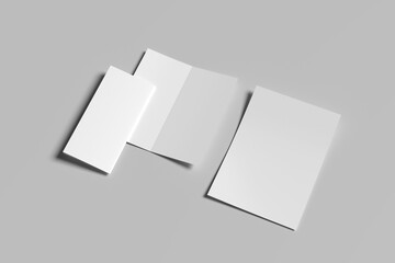 
DL Bi-Fold  brochure booklet mockup. Leaflet presentation. Pamphlet mock up. Booklet design template. A5 paper sheet display read first person.