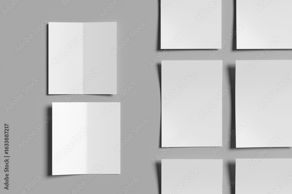 Poster dl bi-fold / half-fold brochure mock-up with brochure flyer mockup 3d rendering
