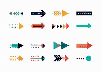 Modular Dotted & Feathery Arrow Icon Set
