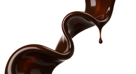 Obraz premium Glossy chocolate ribbon falling elegantly